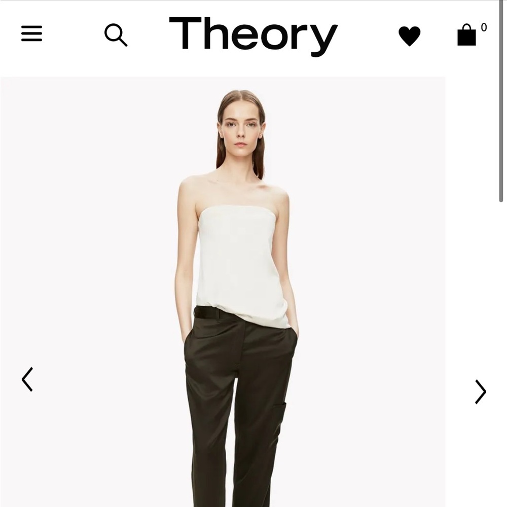 Theory Zalballa vintage satin strapless top